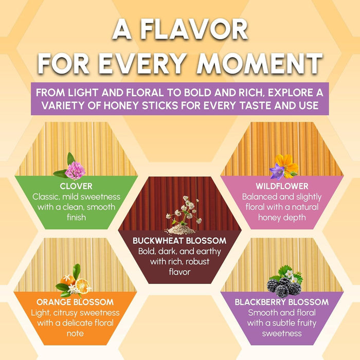 Snackathon Honey Sticks, Blackberry Blossom Pure Honey, Made in USA Snackathon