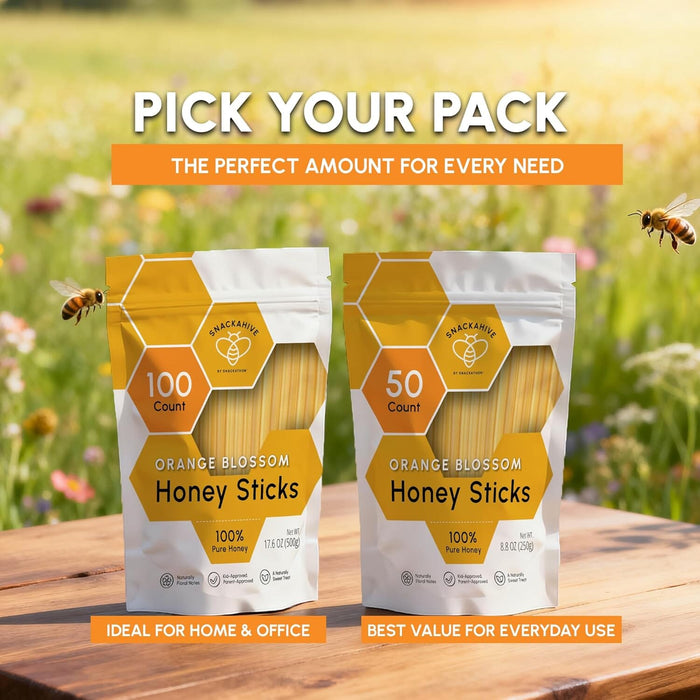Snackathon Honey Sticks, Orange Blossom Pure Honey, Made in USA Snackathon