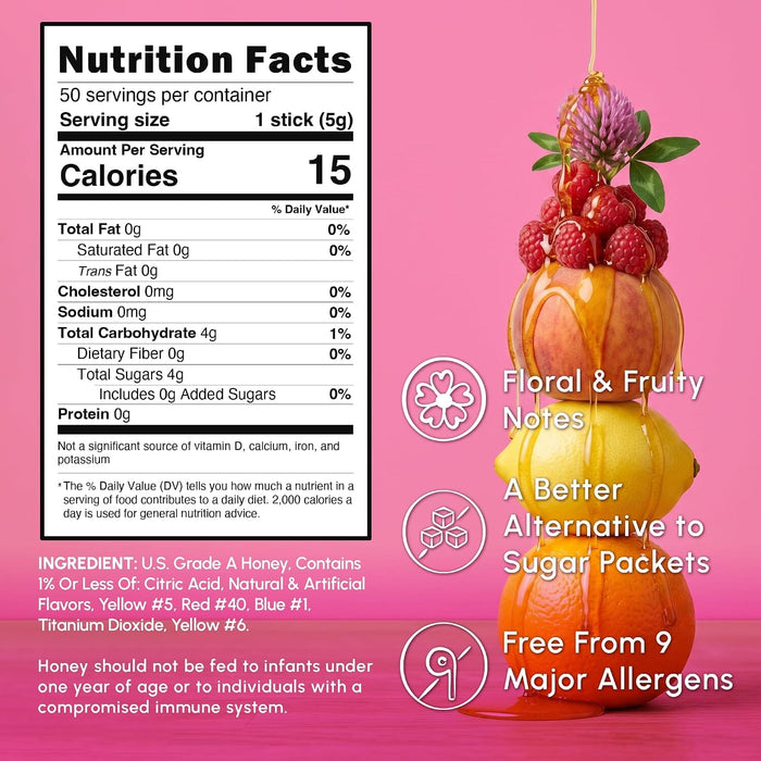 Snackathon Honey Sticks Variety Pack, Fruit-Flavored Honey Straws Snackathon