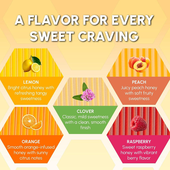 Snackathon Honey Sticks Variety Pack, Fruit-Flavored Honey Straws for Tea & Coffee Snackathon