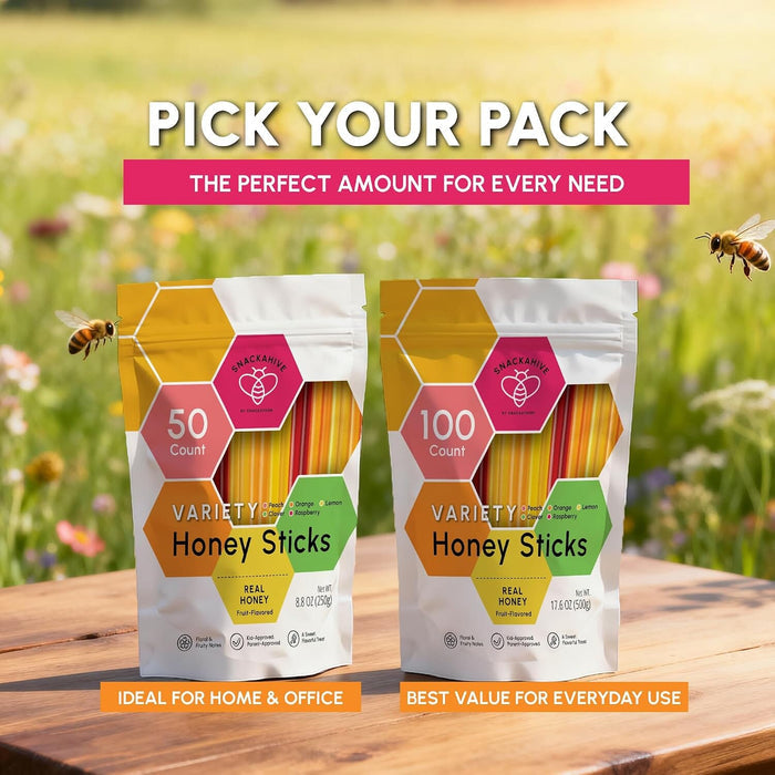 Snackathon Honey Sticks Variety Pack, Fruit-Flavored Honey Straws Snackathon