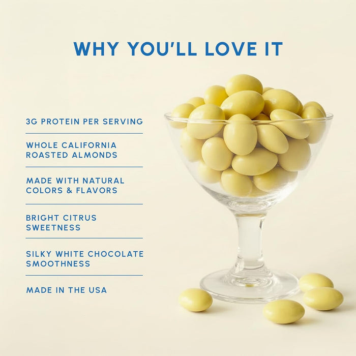 Snackathon Lemon Creme White Chocolate Covered Almonds, 17.6 oz Resealable Bag Snackathon Foods