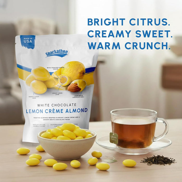 Snackathon Lemon Creme White Chocolate Covered Almonds, 17.6 oz Resealable Bag Snackathon Foods