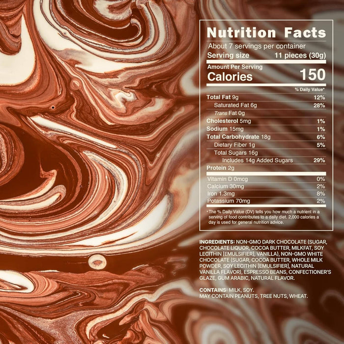 Snackathon Chocolate Covered Espresso Beans - 7 oz (Marbled & Milk Chocolate Flavor) Snackathon Foods