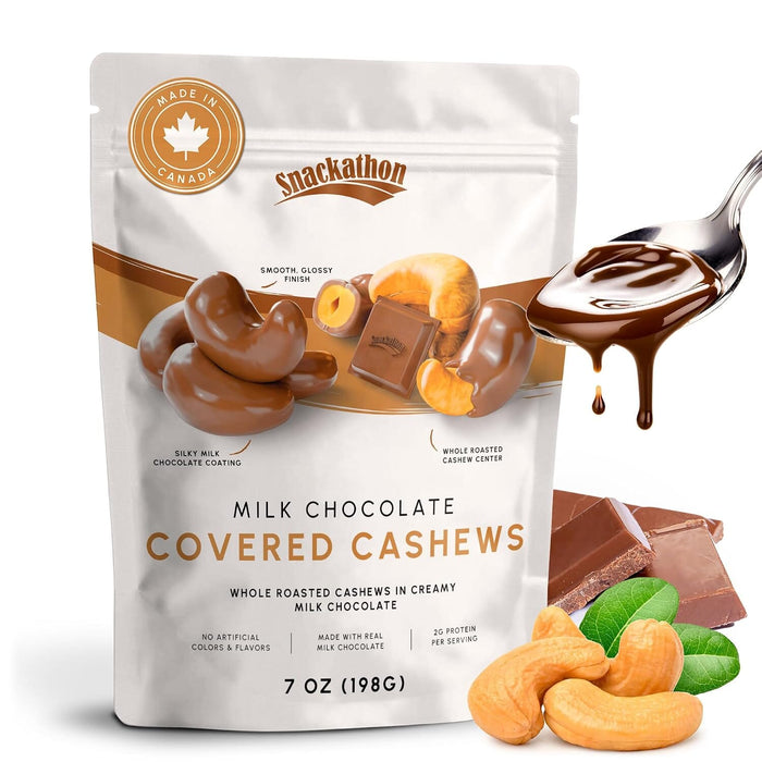 Snackathon Milk Chocolate Covered Cashews, Resealable Bag Snackathon Milk Chocolate 7 Ounce