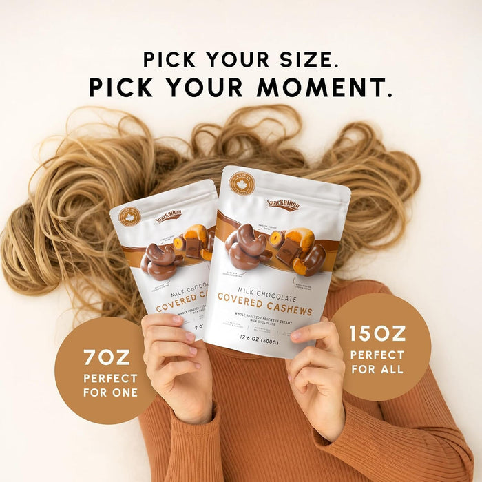 Snackathon Milk Chocolate Covered Cashews, Resealable Bag Snackathon