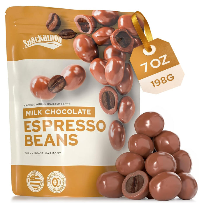 Snackathon Milk Chocolate Covered Espresso Beans, 7 OZ Snackathon