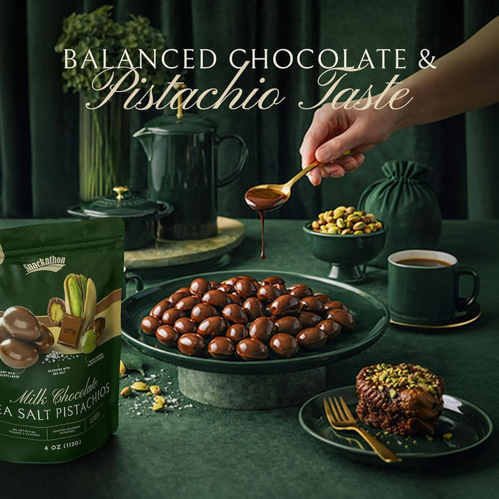 Snackathon Milk Chocolate Covered Pistachios with Sea Salt Snacks Snackathon Foods