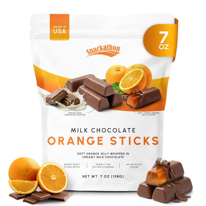 Snackathon Milk Chocolate Orange Sticks, Resealable Bag Snackathon 7 Ounce