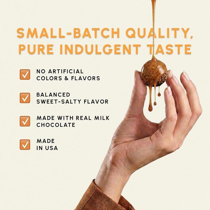 Snackathon Milk Chocolate Sea Salt Vanilla Caramels, Vanilla Infused Chocolate Covered Gourmet Candy Snackathon
