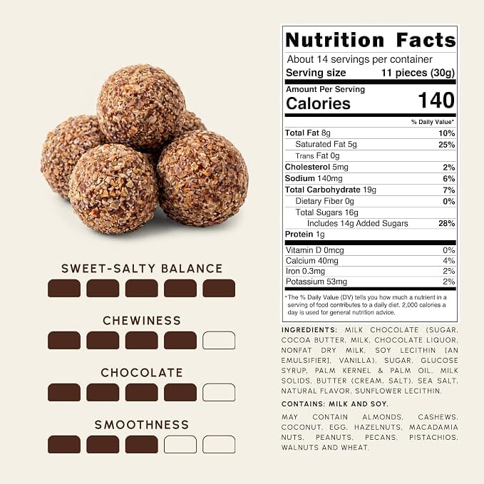 Snackathon Milk Chocolate Sea Salt Vanilla Caramels, Vanilla Infused Chocolate Covered Caramels Made in Small Batch, Sweet & Salty Snacks in Resealable Bag, Gourmet Candy for Gifting Snackathon