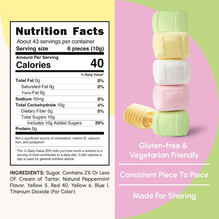 Snackathon Mini Assorted Pastel Buttermints, Soft After-Dinner Mints Snackathon