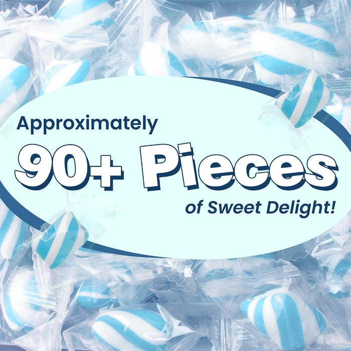 Snackathon Cylinder-Shaped Twists Hard Candy, Bulk Individually Wrapped, Blue & White Peppermint Twists, 1 Pound Snackathon