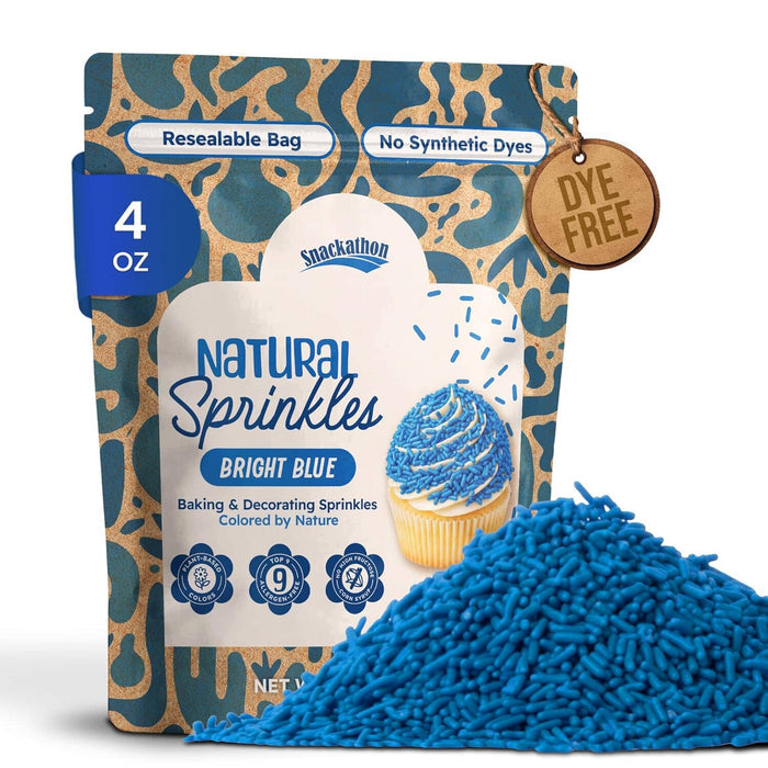 Snackathon Natural Dye-Free Blue Sprinkles for Baking & Decorating (Jimmies) Snackathon 4 Ounce