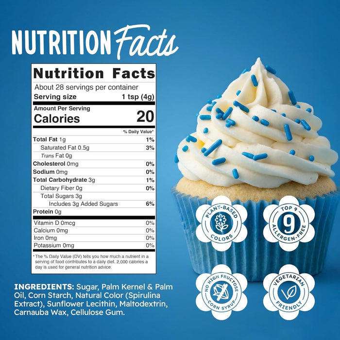 Snackathon Natural Dye-Free Blue Sprinkles for Baking & Decorating (Jimmies) Snackathon