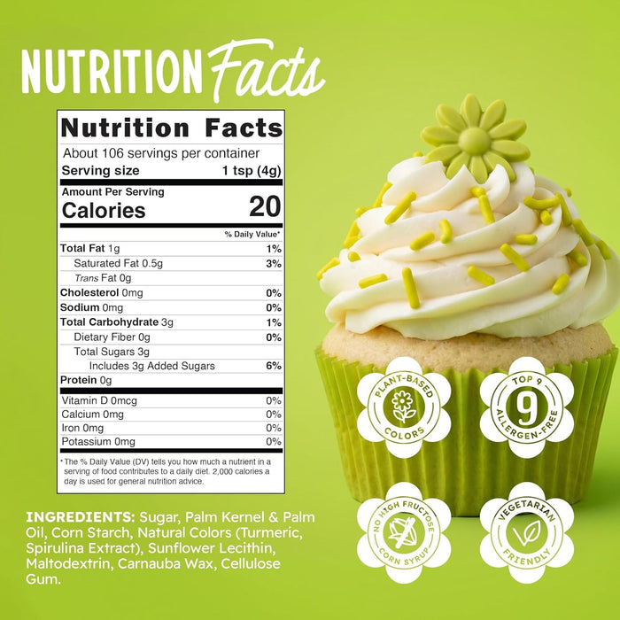 Snackathon Natural Dye-Free Green Sprinkles for Baking & Decorating (Jimmies) Snackathon
