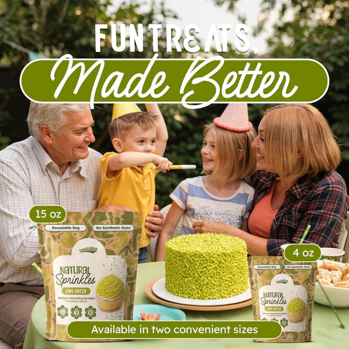 Snackathon Natural Dye-Free Green Sprinkles for Baking & Decorating (Jimmies) Snackathon