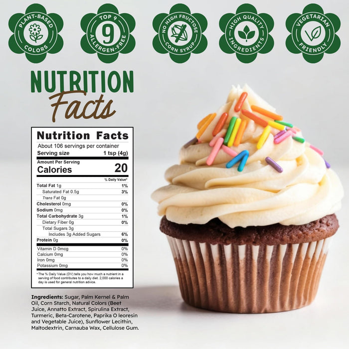 Snackathon Natural Sprinkles – Dye-Free Rainbow Jimmies, Various Sizes Snackathon