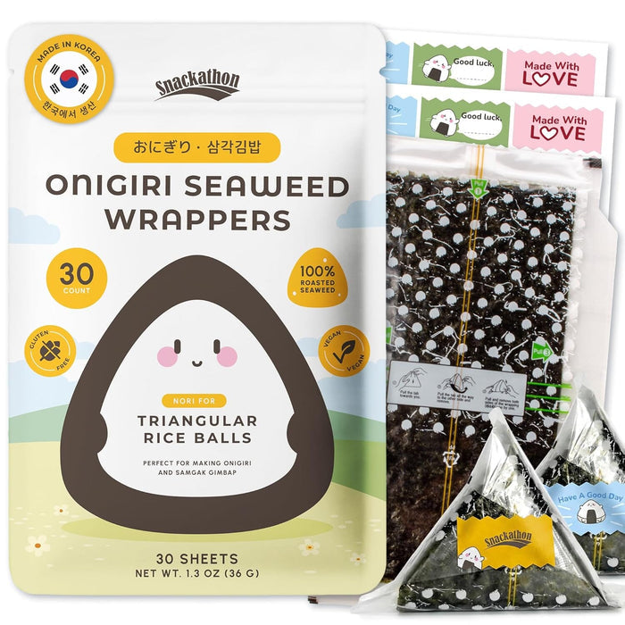 Snackathon Onigiri Seaweed Wrappers Includes Cute Sealing Stickers Snackathon Foods Onigiri Wrappers 30 Sheets