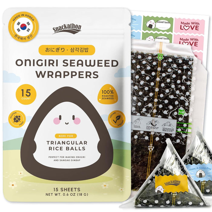 Snackathon Onigiri Seaweed Wrappers Includes Cute Sealing Stickers Snackathon Foods Onigiri Wrappers 15 Sheets
