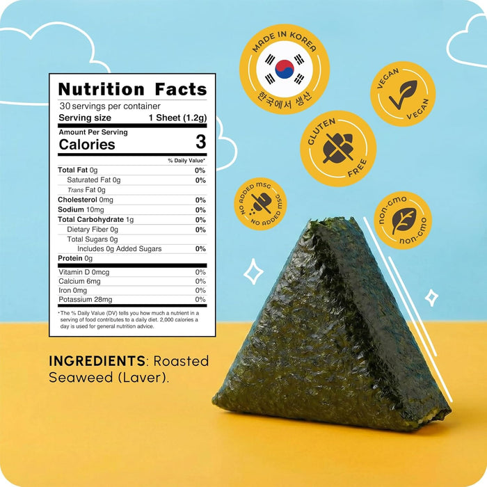 Snackathon Onigiri Seaweed Wrappers Includes Cute Sealing Stickers Snackathon Foods