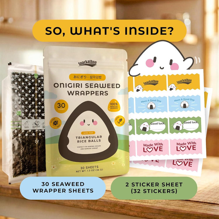 Snackathon Onigiri Seaweed Wrappers Includes Cute Sealing Stickers Snackathon Foods