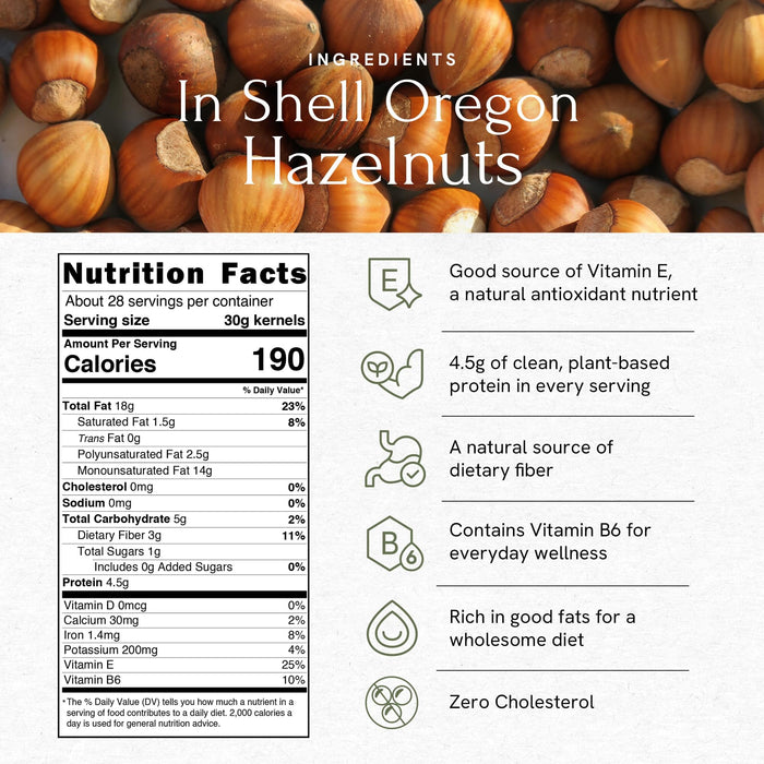 Snackathon Oregon Hazelnuts In Shell, Raw Whole Filberts (Various Sizes) Snackathon