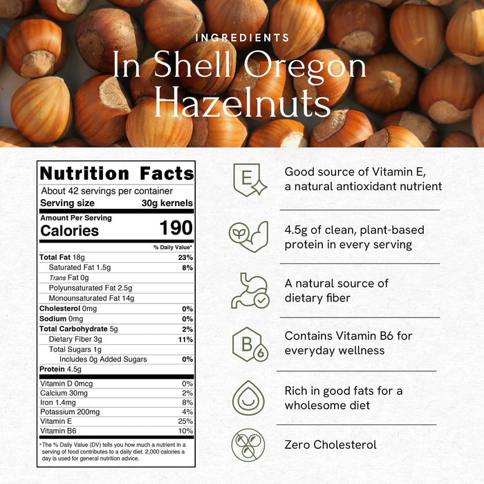 Snackathon Oregon Hazelnuts In Shell – Raw Whole Filberts, Various Sizes Snackathon