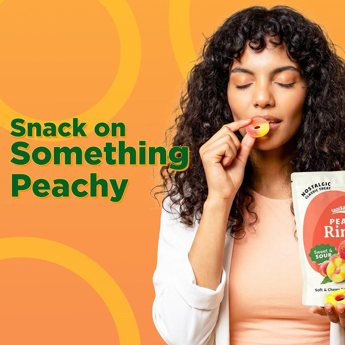 Snackathon Peach Rings Gummy Candy, Soft & Chewy Peach Gummies Snackathon