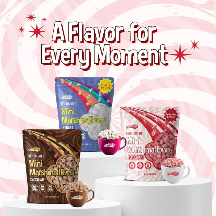 Snackathon Peppermint Mini Dehydrated Marshmallows – 8 oz Resealable Bag Snackathon