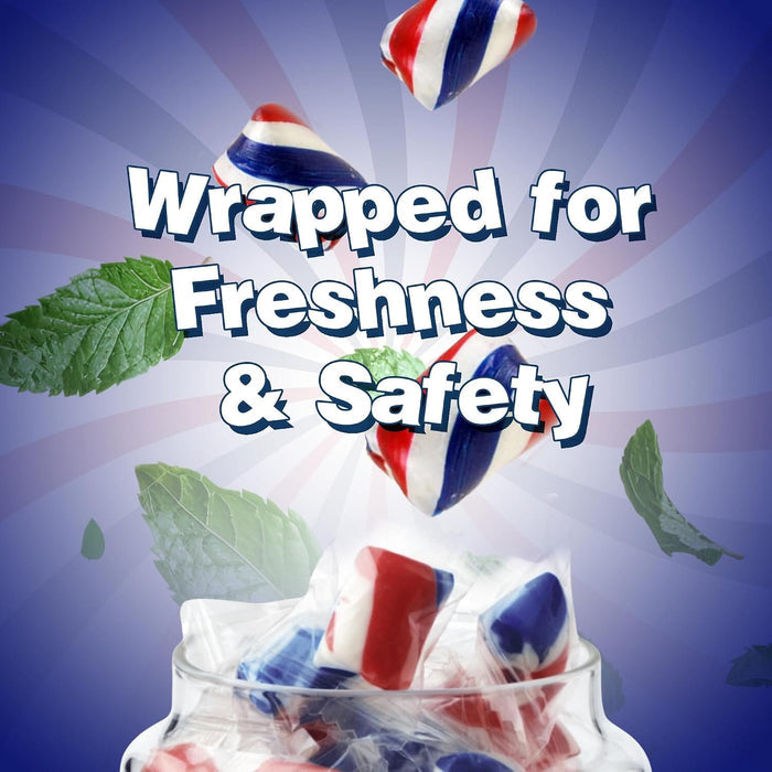 Snackathon Cylinder-Shaped Twists Hard Candy, Bulk Individually Wrapped, Patriotic Red, White & Blue Peppermint Twists, 1 Pound Snackathon