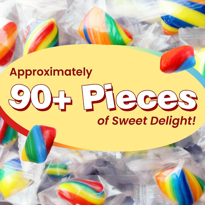 Snackathon Cylinder-Shaped Twists Hard Candy, Bulk Individually Wrapped, Rainbow Cherry Flavored Twists, 1 Pound Snackathon