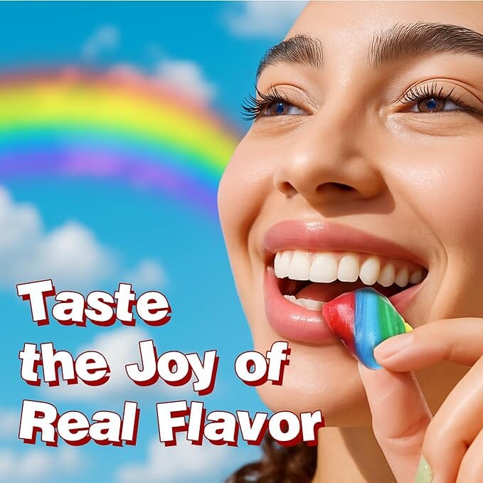Snackathon Rainbow Cherry Flavored Hard Candy Twists, Cylinder-Shaped Twists Snackathon