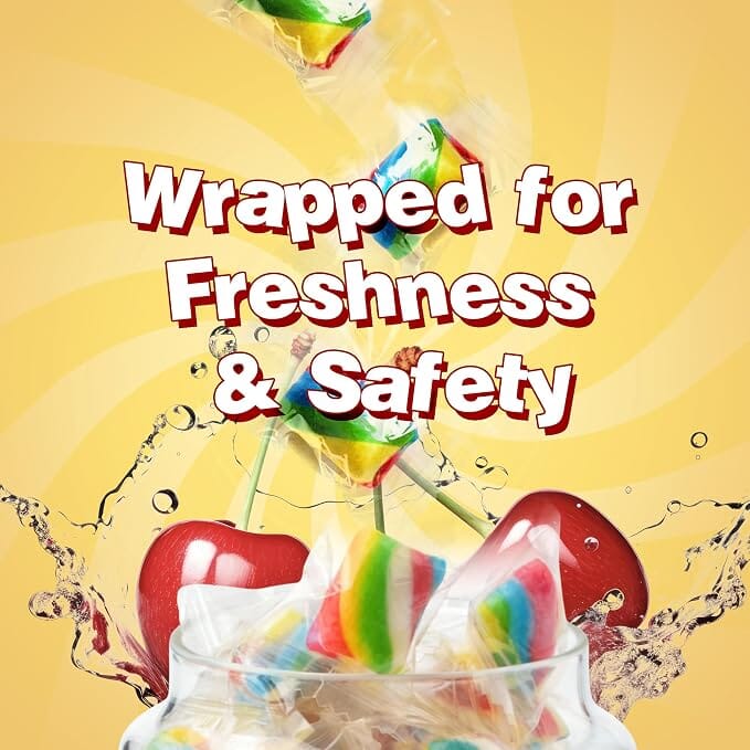 Snackathon Rainbow Cherry Flavored Hard Candy Twists, Cylinder-Shaped Twists Snackathon