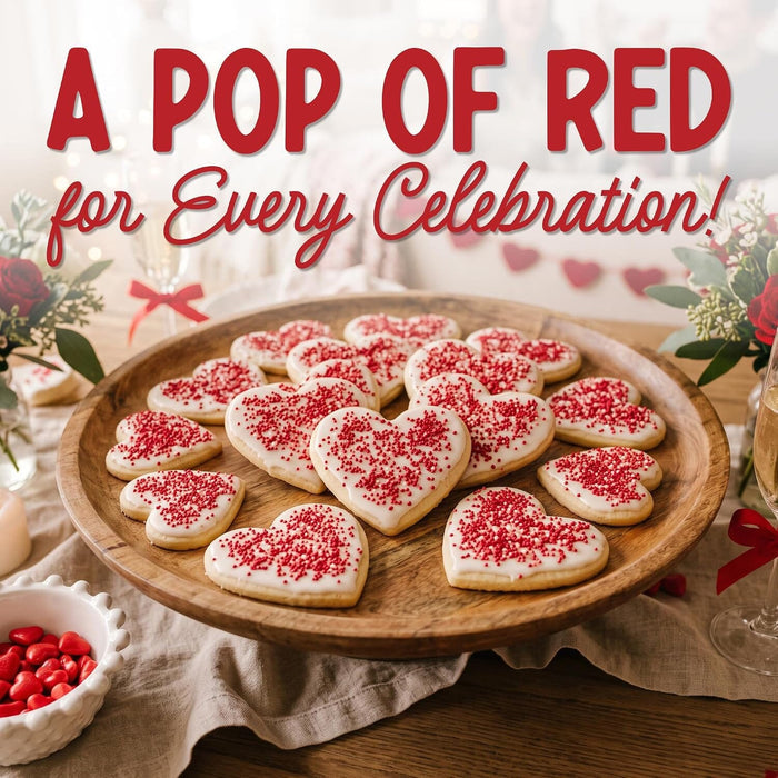 Snackathon Red Nonpareils Sprinkles, 7 oz, Festive Red Sugar Dot Sprinkles, Vibrant Red Candy Dot Toppings, Gluten Free Edible Holiday Baking Decorations for Cake Pops, Ice Cream, Cupcakes & Desserts Snackathon