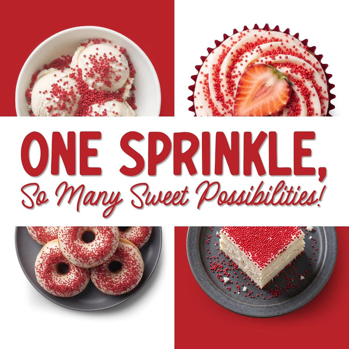 Snackathon Red Nonpareils Sprinkles, 7 oz, Festive Red Sugar Dot Sprinkles, Vibrant Red Candy Dot Toppings, Gluten Free Edible Holiday Baking Decorations for Cake Pops, Ice Cream, Cupcakes & Desserts Snackathon
