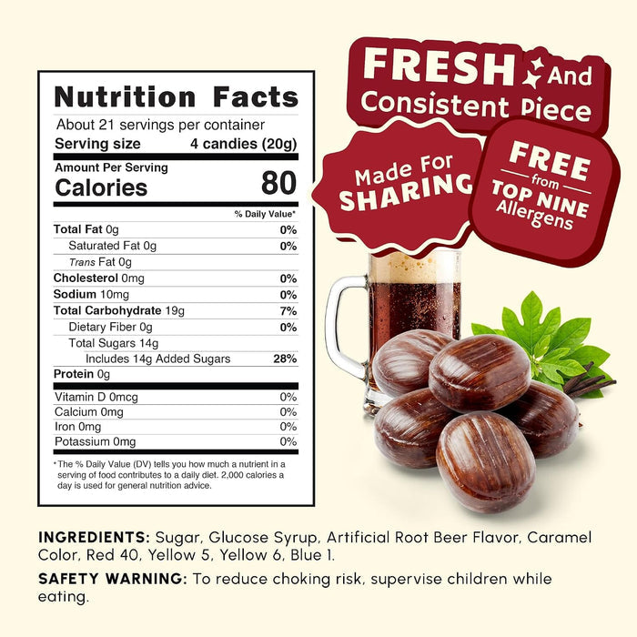 Snackathon Root Beer Barrels Hard Candy, Classic Barrel Shape Snackathon