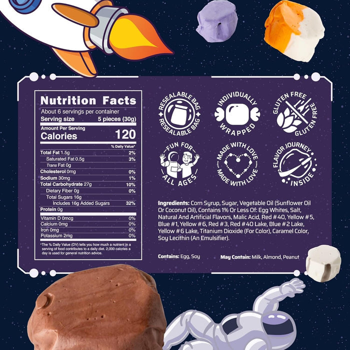 Snackathon Salt Water Taffy Assorted Mix – Chewniverse Edition, 10 Flavor Variety, Individually Wrapped Soft & Chewy Gourmet Candy, Unique 7 oz Themed Bag for Gifting Snackathon