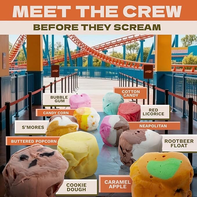 Snackathon Salt Water Taffy Assorted Mix – Roller Chewster Edition, 10-Flavor Carnival Variety, Individually Wrapped Soft & Chewy Gourmet Candy, Unique 15 oz Funfair-Themed Bag for Gifting Snackathon