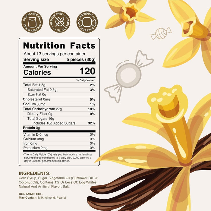 Snackathon Salt Water Taffy Single Flavor, Vanilla, 15 Ounce Snackathon