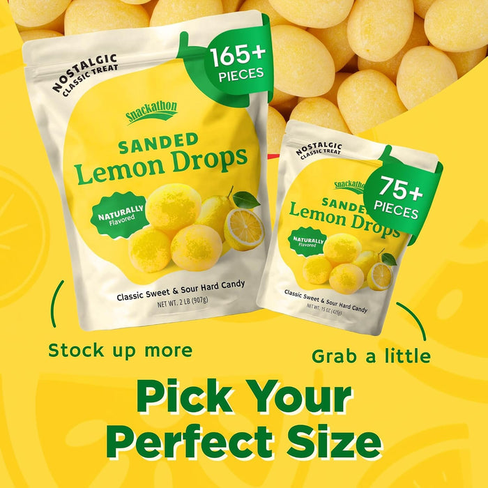Snackathon Sanded Lemon Drops Hard Candy, Naturally Flavored Snackathon