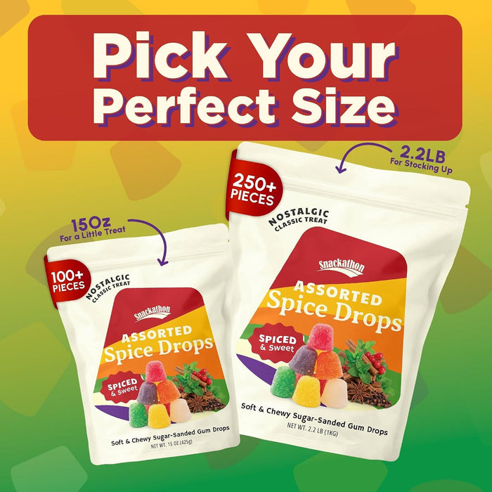 Snackathon Soft & Chewy Spice Drops, Assorted Spiced Gum Drops Candy Snackathon