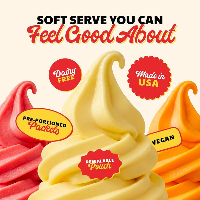 Snackathon Soft Serve Mix Variety Pack, 3 Fruity Flavors (Pineapple, Orange, Strawberry), Makes 3 Quarts, Powder Packets for Ice Cream Maker, Soft Serve Machine, Whip-Style Frozen Treats Snackathon