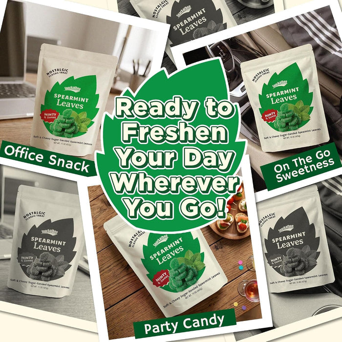 Snackathon Spearmint Leaves Candy, Soft & Chewy Mint Jelly Candy Snackathon
