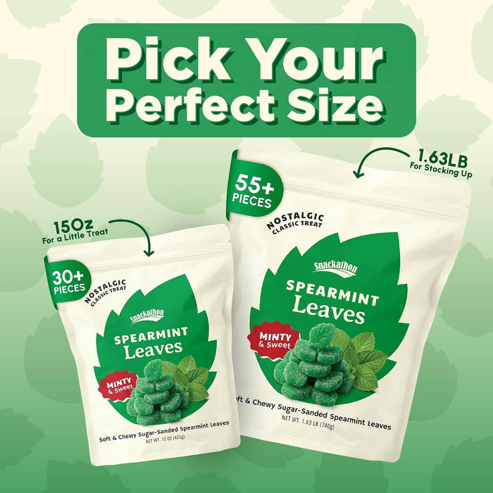 Snackathon Spearmint Leaves Candy, Soft & Chewy Mint Jelly Candy Snackathon