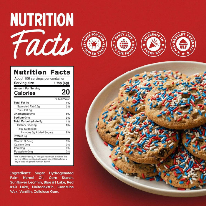 Snackathon Sprinkles – Patriotic Sprinkles Jimmies, 15 Oz Snackathon