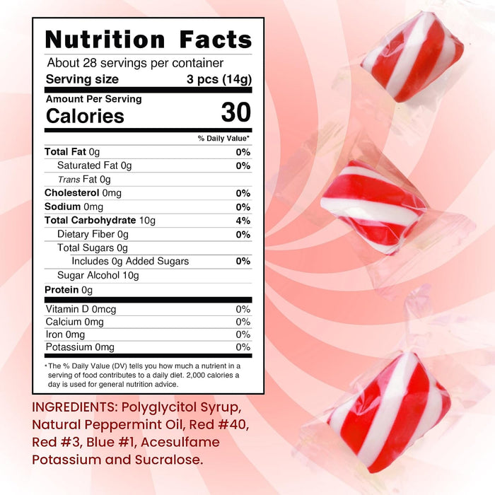 Snackathon Sugar-Free Peppermint Twists, Red & White Hard Candy, 1 Pound Snackathon