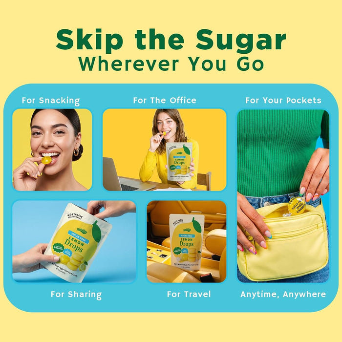 Snackathon Sugar Free Lemon Drops Hard Candy, Zero Sugar, Old Fashioned Candy Treats Snackathon