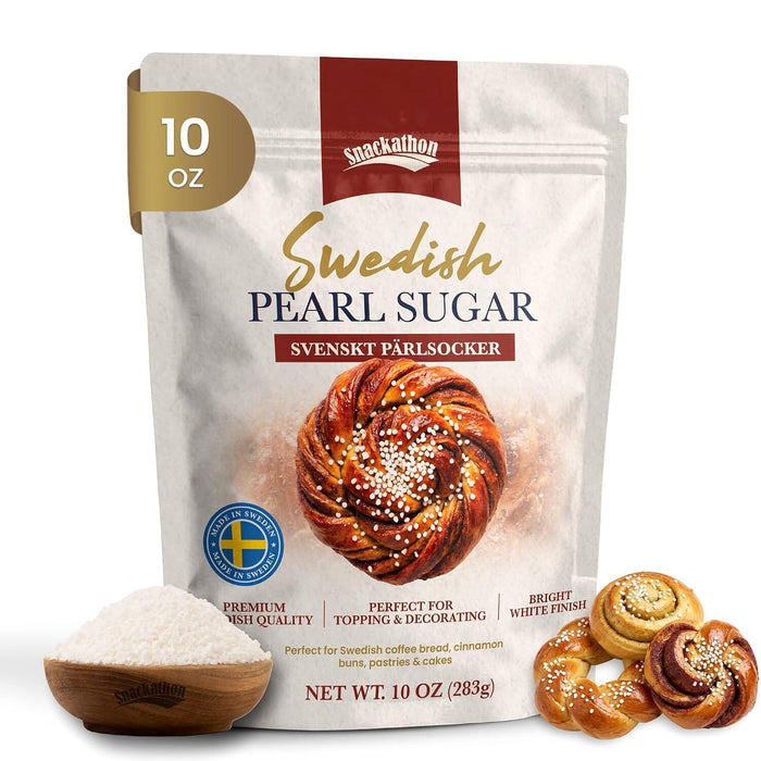 Snackathon Swedish Pearl Sugar, Coarse Finishing Sugar for Baking Snackathon