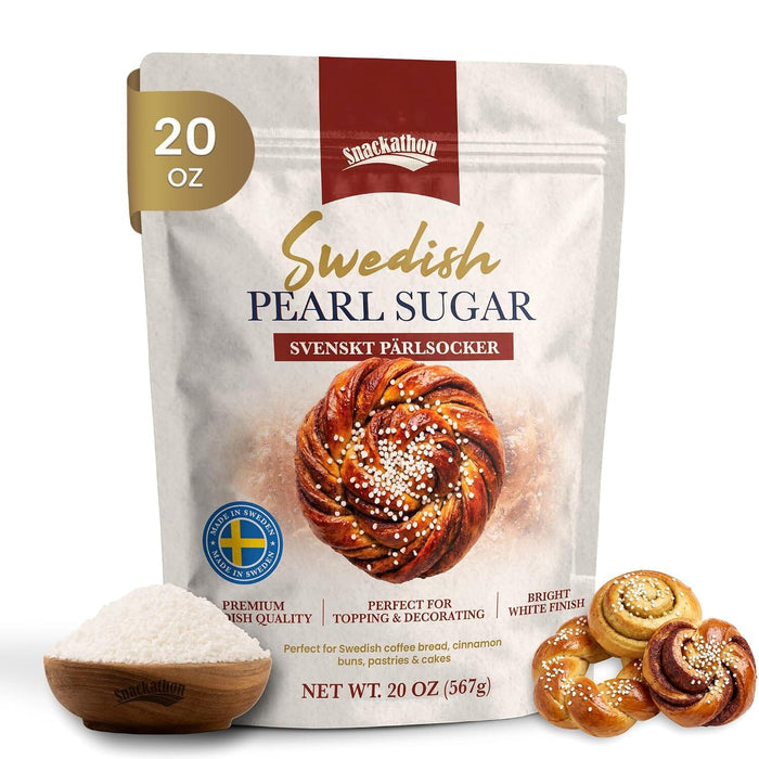 Snackathon Swedish Pearl Sugar, Coarse Finishing Sugar for Baking Snackathon